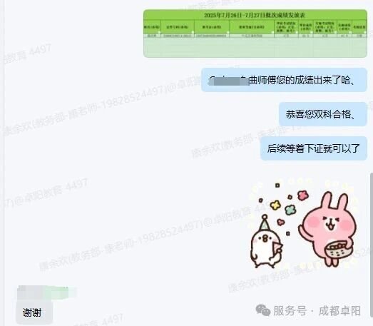 学员微信好评截图六(已模糊处理)